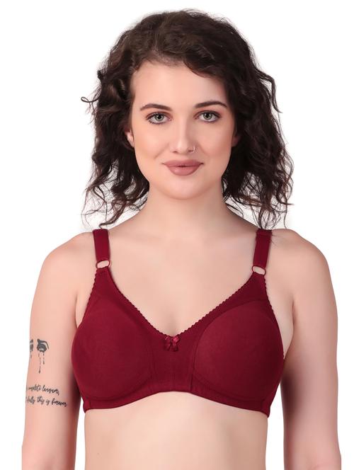 maroon cotton blend minimizer bra - 21365271 - Very Small Image - 1