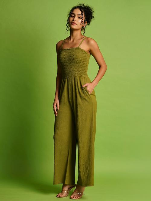 women green polyester full leg jumpsuit - 21366510 - Very Small Image - 1