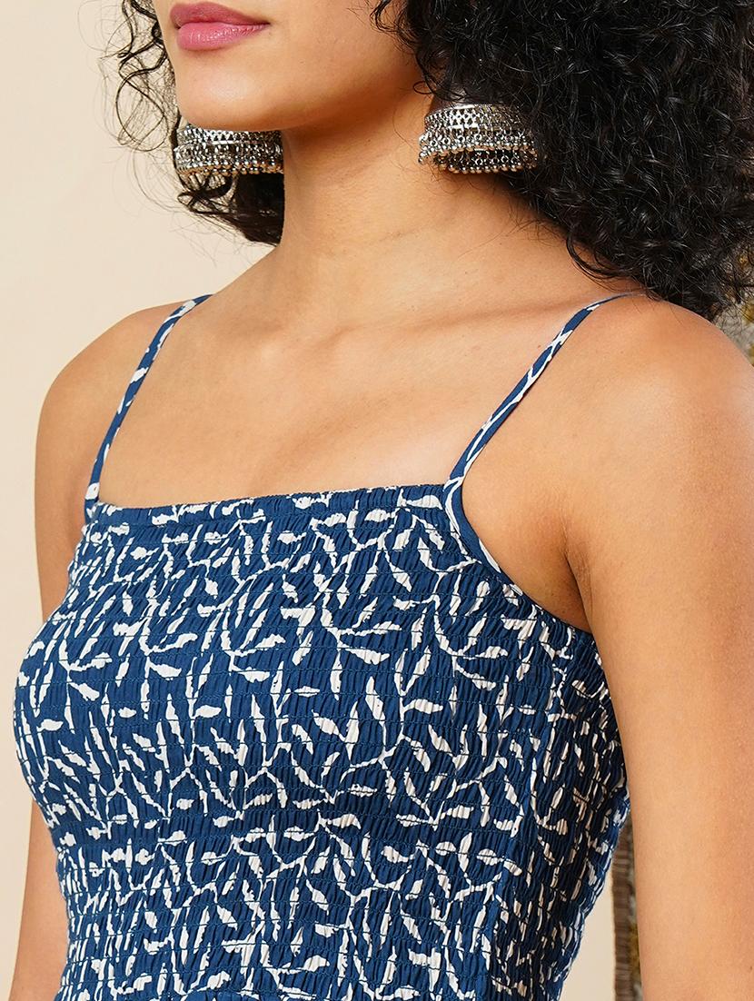 women blue printed fit & flare ethnic dress - 21366533 - Standard Image - 5