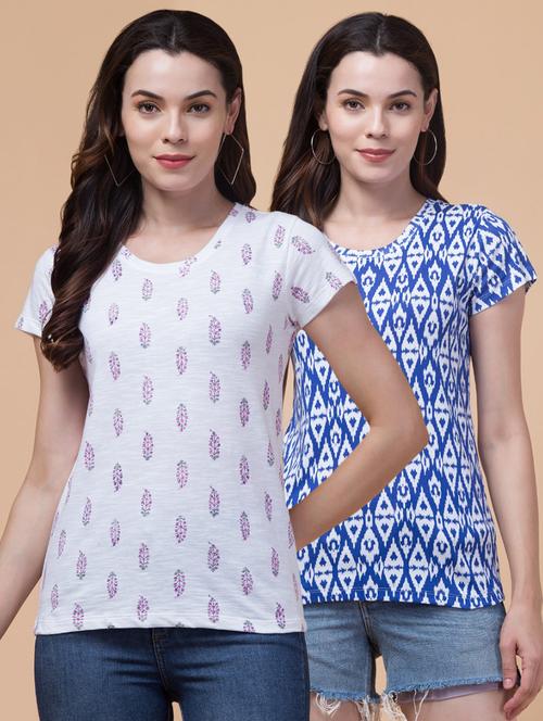 women pack of 2 printed t-shirt - 21367203 - Very Small Image - 1