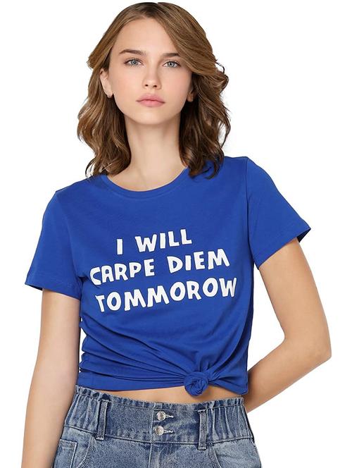 women chest print cotton t-shirt - 21367749 - Very Small Image - 1