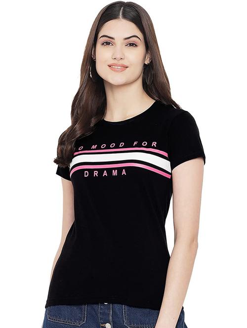 women black round neck t-shirt - 21367751 - Very Small Image - 1