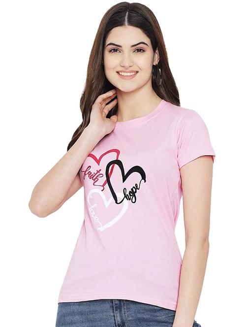 pink printed cotton t-shirt - 21367753 - Very Small Image - 1
