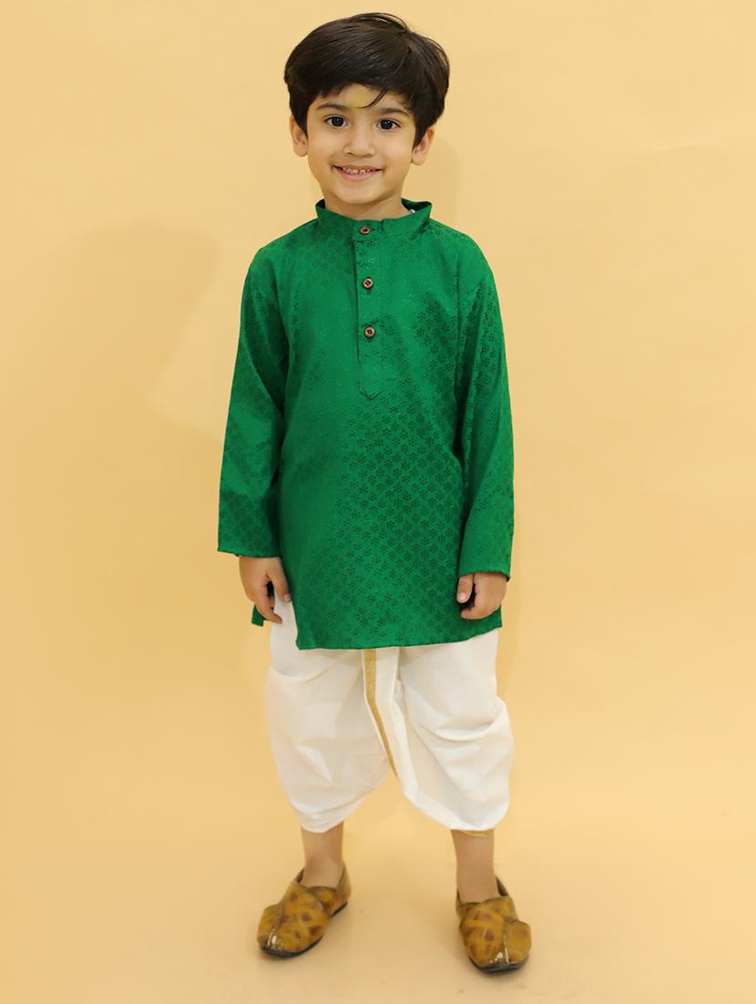 boys self design dhoti kurta set - 21368862 - Standard Image - 3