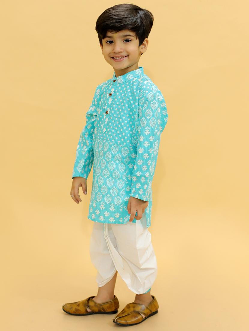 boys mandarin neck printed dhoti kurta set - 21368884 - Zoom Image - 2