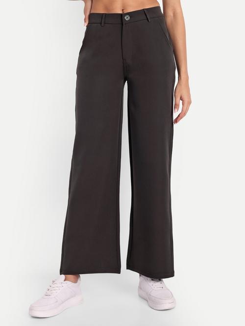 women solid mid rise wide leg trouser - 21370233 - Very Small Image - 1