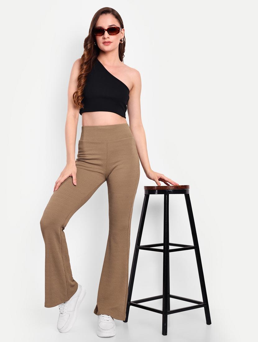 women solid high rise bootcut trouser - 21370244 - Zoom Image - 3