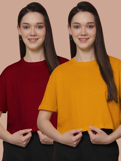 women pack of 2 solid crop t-shirt - 21370818 - Very Small Image - 1
