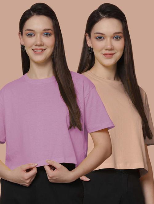 women pack of 2 solid crop t-shirt - 21370826 - Very Small Image - 1