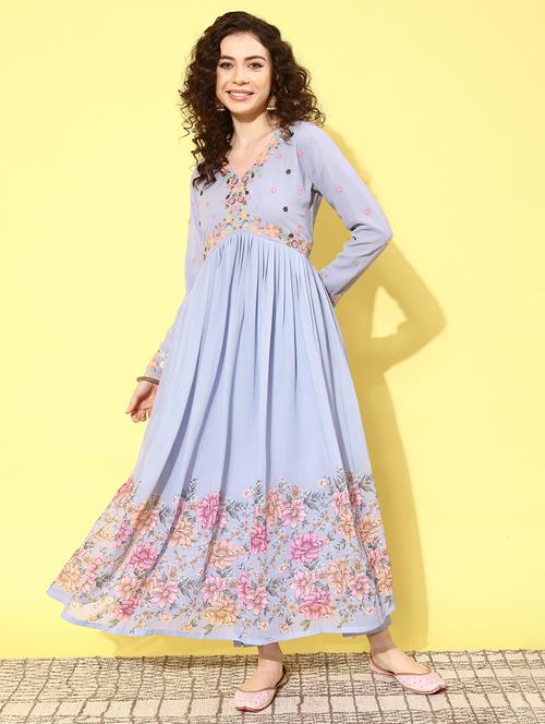 women light blue kurta pant set  - 21371018 - Very Small Image - 1