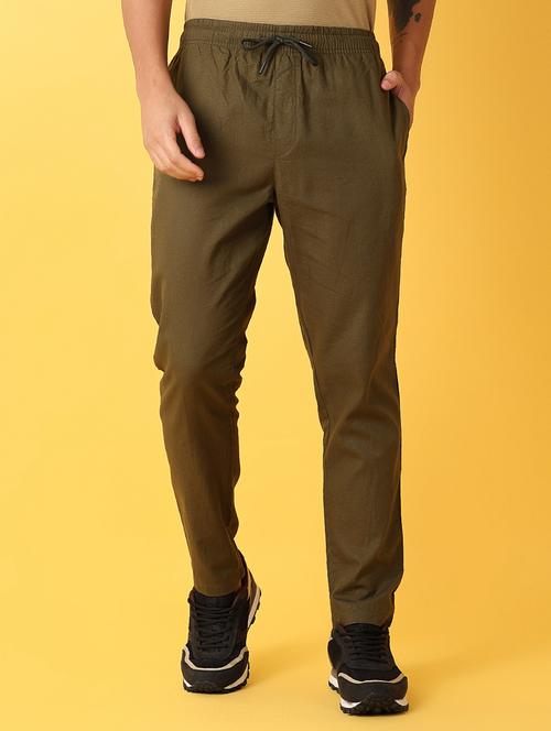 men mid rise solid flat front casual trouser - 21371947 - Very Small Image - 1