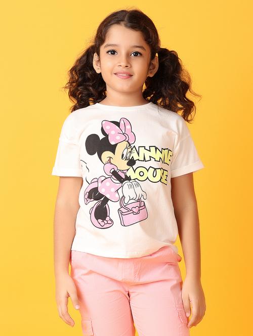 girls front printed round neck tee - 21371965 - Very Small Image - 1