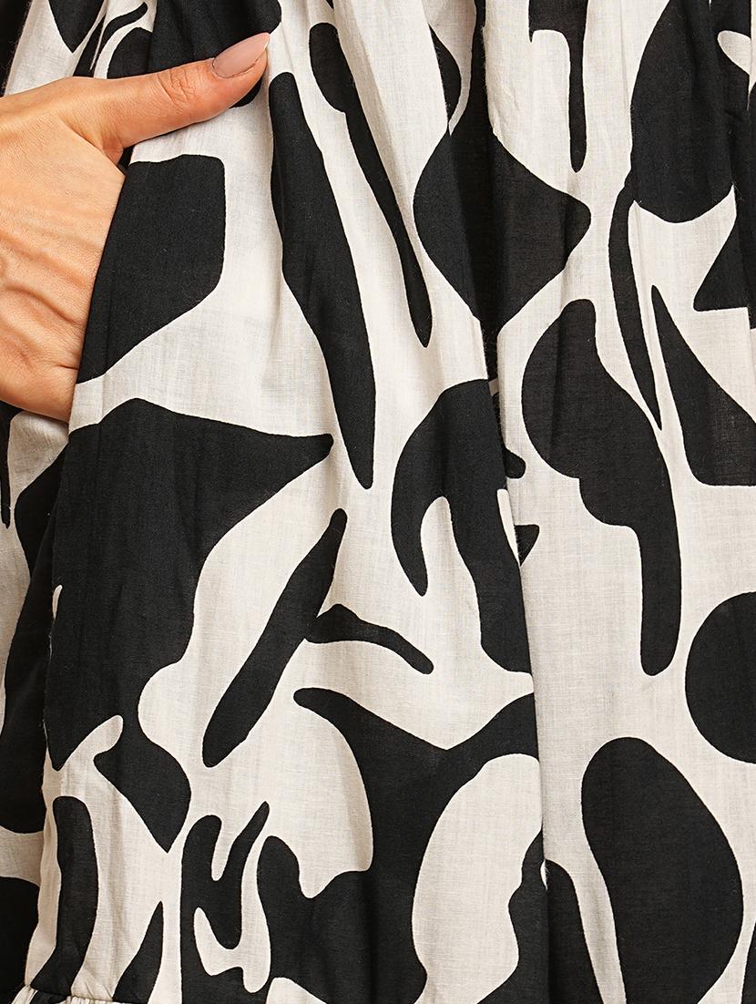 women black printed fit & flare dress - 21374151 - Zoom Image - 5