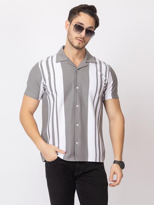 men stripes short sleeves casual shirt - 21374419 - Very Small Image - 1