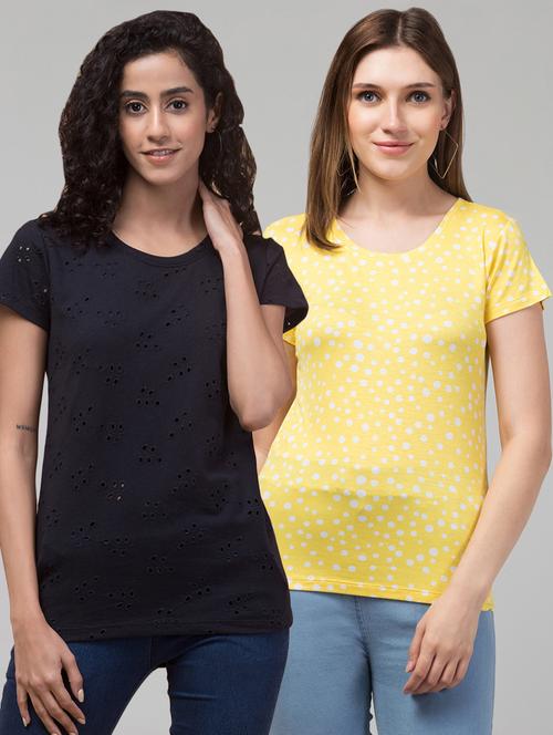 women printed multi colored combo t-shirt - 21374437 - Very Small Image - 1