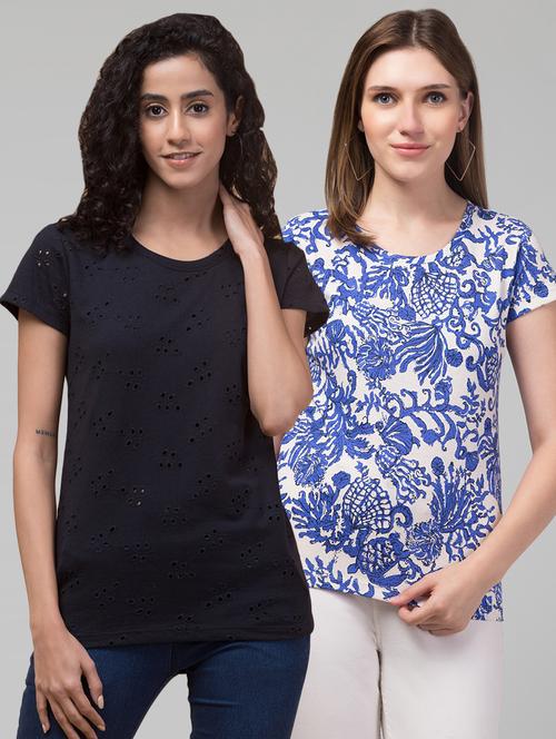 women printed multi colored combo t-shirt - 21374438 - Very Small Image - 1