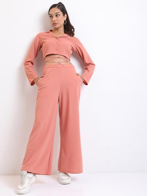 women solid top and palazzo co-ord set - 21374932 - Very Small Image - 1