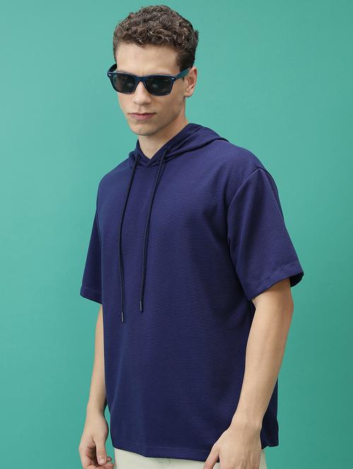 men solid hood neck oversized t-shirt - 21375119 - Very Small Image - 1