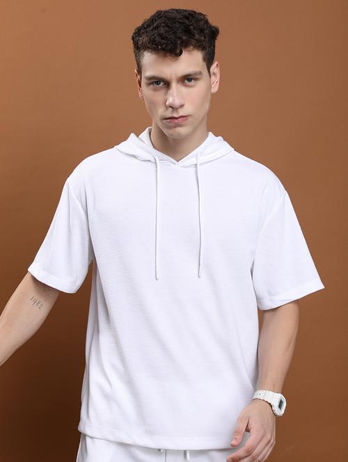 men solid hood neck oversized t-shirt - 21375121 - Very Small Image - 1