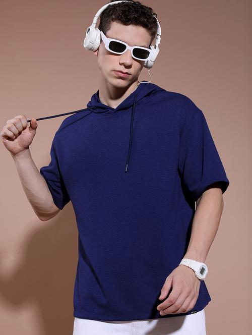 men solid hood neck oversized t-shirt - 21375127 - Very Small Image - 1