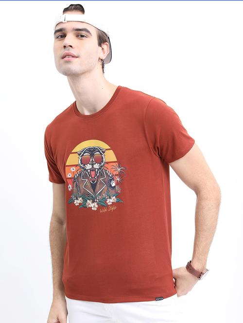 men front print cotton t-shirt - 21375367 - Very Small Image - 1