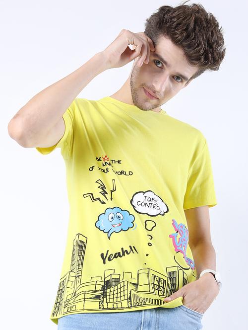 men front print cotton t-shirt - 21375400 - Very Small Image - 1