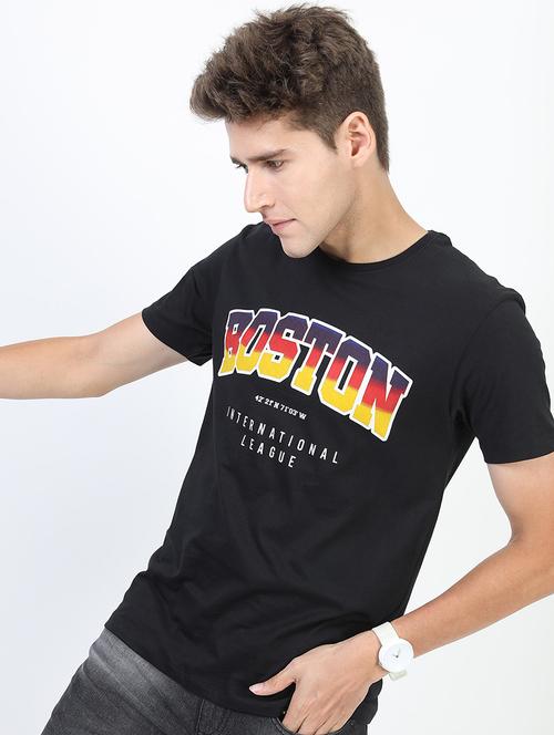 Men Front Print Round Neck T-shirt - 21375448 - Very Small Image - 1