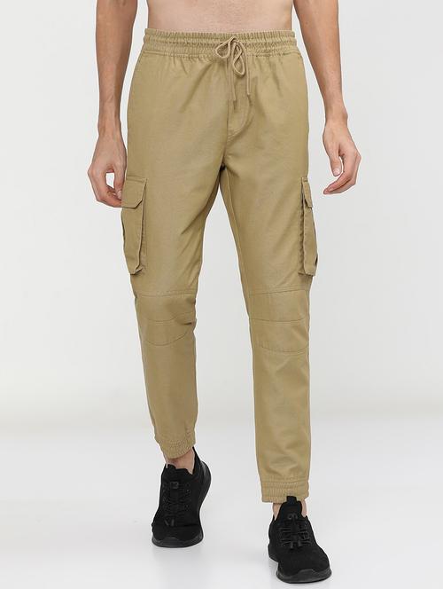 men mid rise solid cargos - 21375658 - Very Small Image - 1
