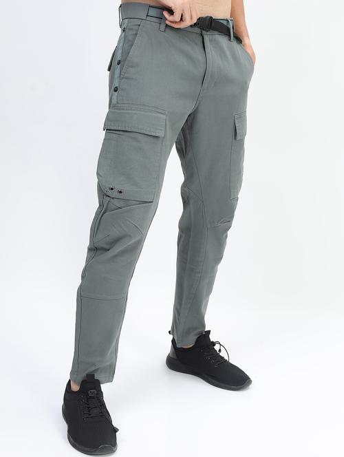 men mid rise solid cargos - 21375693 - Very Small Image - 1