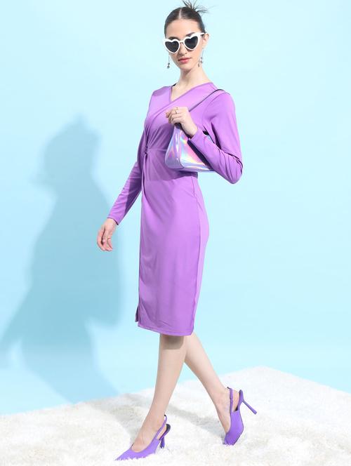 purple solid wrap dress - 21375873 - Very Small Image - 1