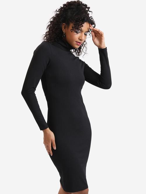 women black cotton blend bodycon dress - 21375955 - Very Small Image - 1