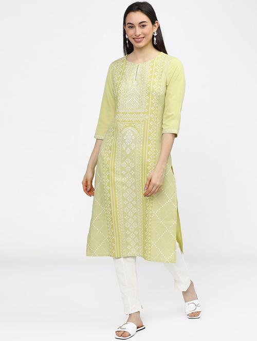women three quarter sleeve straight kurta - 21376138 - Very Small Image - 1