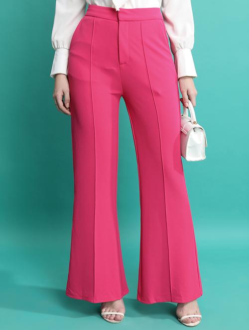 women solid high rise bootcut trouser - 21376215 - Very Small Image - 1