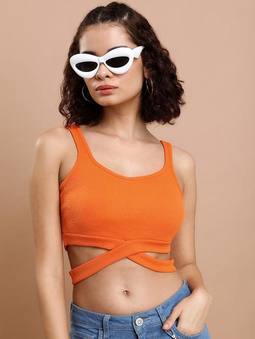 orange solid crop top - 21376290 - Very Small Image - 1
