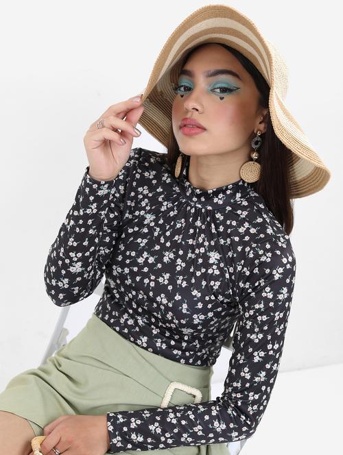 women black cotton blend regular top - 21376386 - Very Small Image - 1