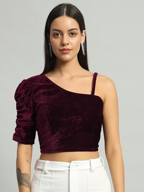 women burgundy solids crop top - 21376822 - Very Small Image - 1