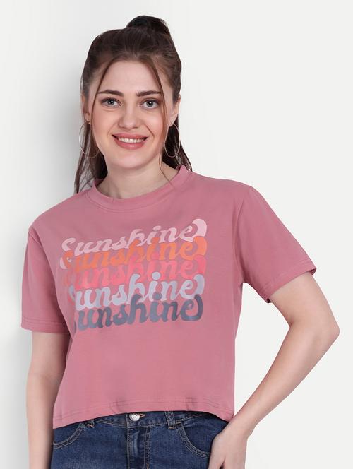 women round neck front print boxy t-shirt - 21377008 - Very Small Image - 1
