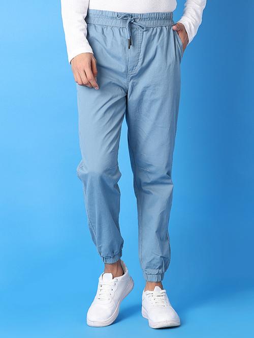 men light blue solid joggers - 21378324 - Very Small Image - 1