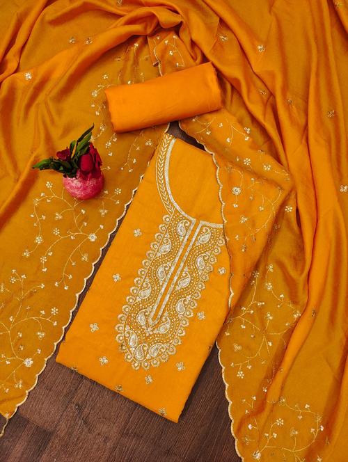 embroidered unstitched suit set - 21381155 - Very Small Image - 1