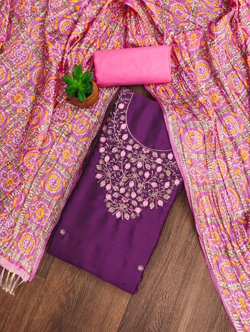 embroidered unstitched suit set - 21381170 - Very Small Image - 1