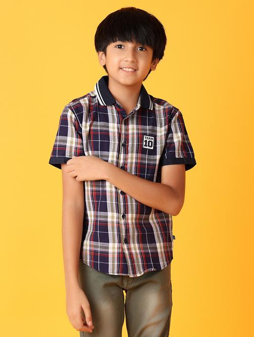 boys blue checks shirt - 21381922 - Very Small Image - 1