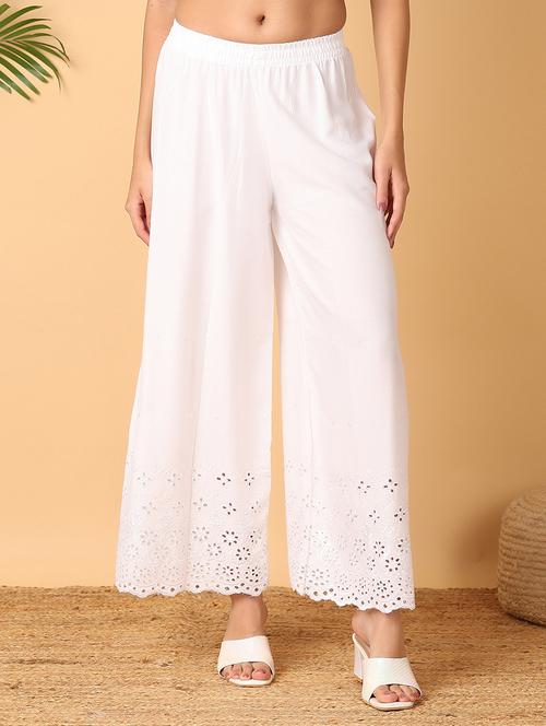 women white solid with work palazzo - 21381928 - Very Small Image - 1