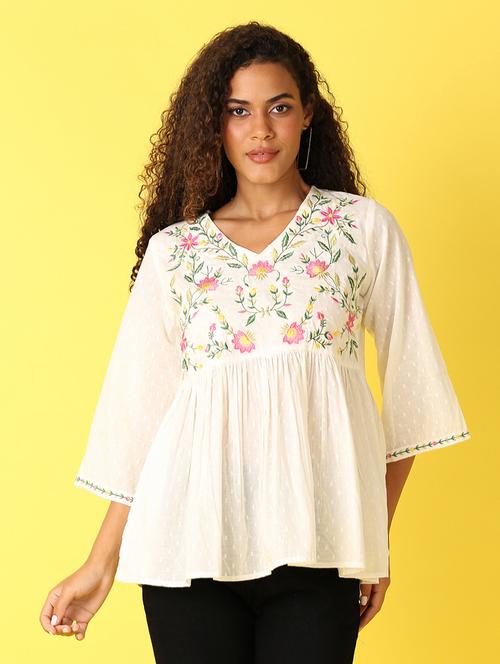 women embroidered bell sleeves flared top - 21381943 - Very Small Image - 1