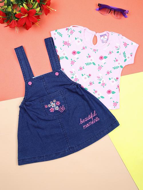 girls printed dungarees twin set - 21381999 - Very Small Image - 1