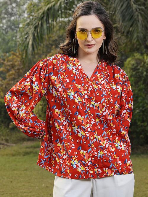 women orange polyester regular top - 21382297 - Very Small Image - 1