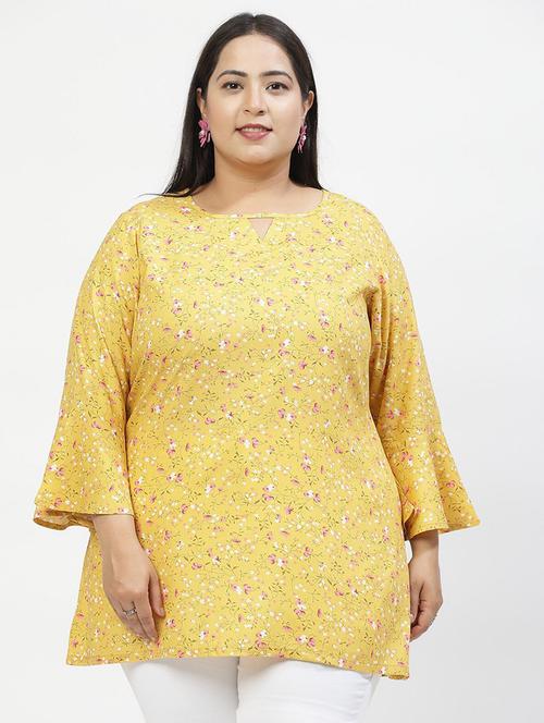 women yellow polyester plus size top - 21382325 - Very Small Image - 1