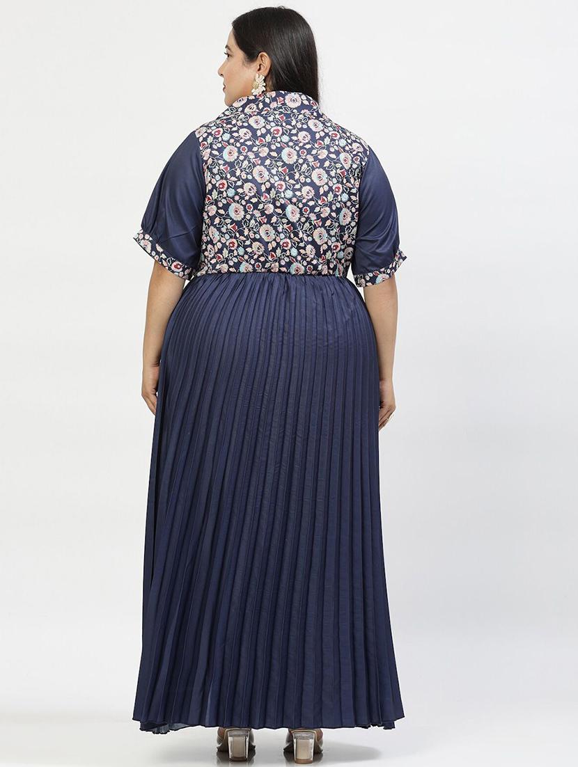 women navy blue plus size fit & flare dress - 21382484 - Zoom Image - 4