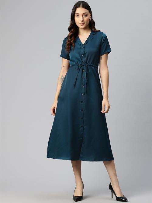 blue solid shirt dress - 21382679 - Very Small Image - 1