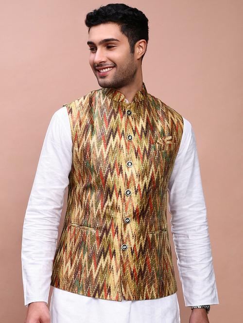 multi colored cotton nehru jacket - 21383284 - Very Small Image - 1