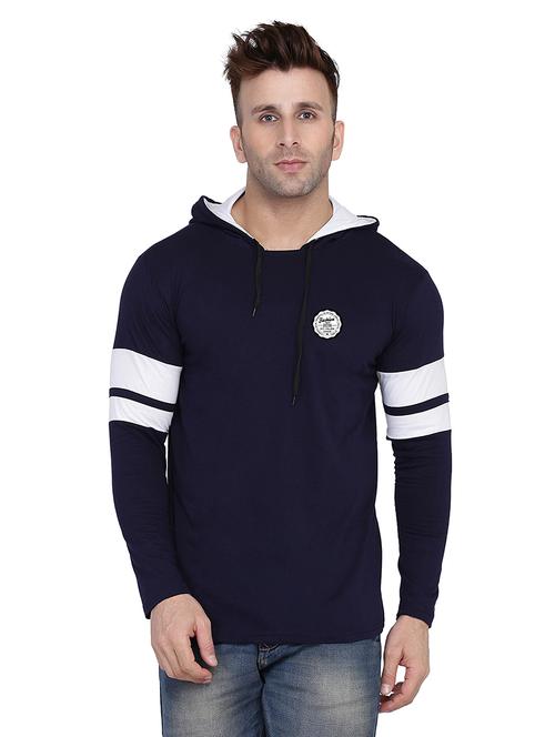 men solid hood neck t-shirt - 21383779 - Very Small Image - 1